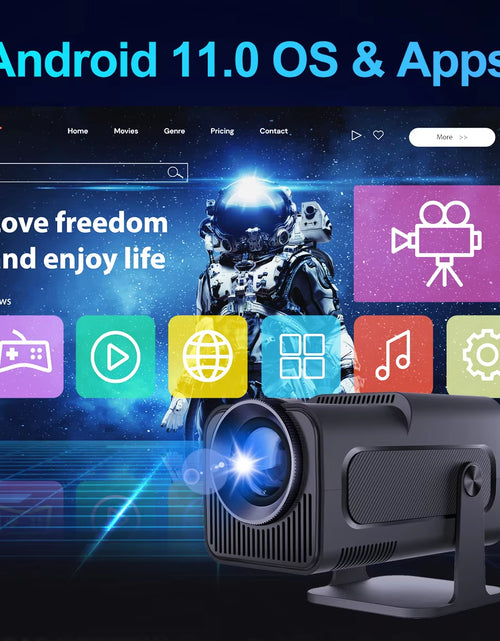 Load image into Gallery viewer, 4K Native 1080P Android 11 Projector 390ANSI HY320 Dual Wifi6 BT5.0 Cinema Outdoor Portable Projetor Upgrated HY320
