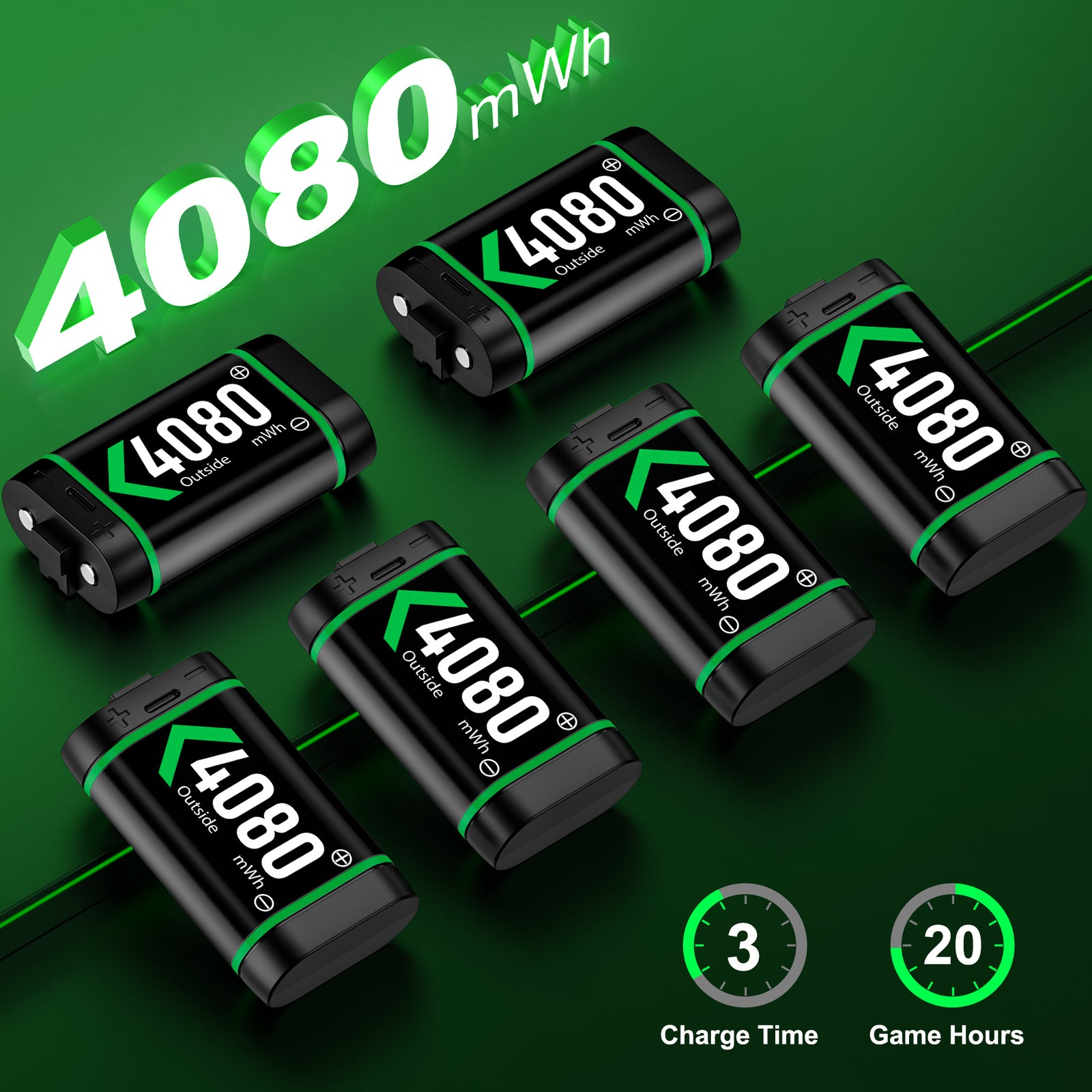 Xbox Controller Battery Pack for Xbox One/Xbox Series X|S, 6PCS 4080Mah Xbox Rechargeable Battery Packs & Xbox Charger Station for Xbox One/One S/One X/One Elite